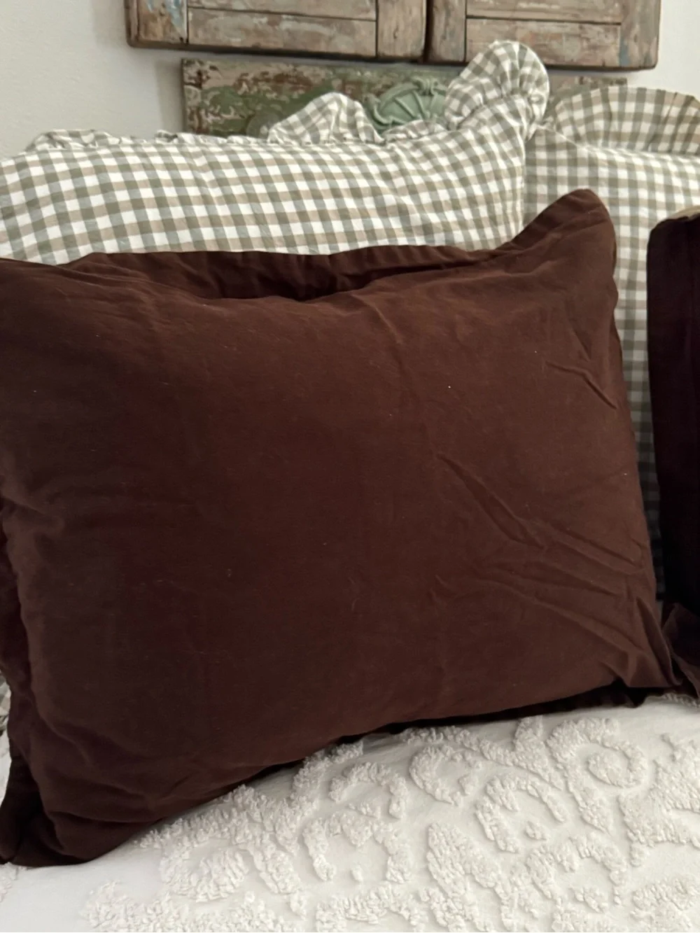 Vintage Target 100% Cotton Chocolate Brown Pillow Shams (Set of 2)